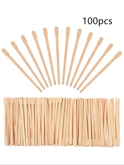 100 Pieces Wooden Wax Sticks- Body Eyebrow, Lip, Nose Small Waxing Applicator Sticks For Hair Removal And Smooth Skin Professional Spa And Home Use (Pack Of 100),Hair Products And Accessories For Ba