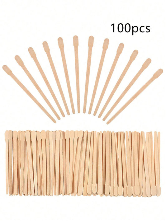100 Pieces Wooden Wax Sticks- Body Eyebrow, Lip, Nose Small Waxing Applicator Sticks For Hair Removal And Smooth Skin Professional Spa And Home Use (Pack Of 100),Hair Products And Accessories For Ba