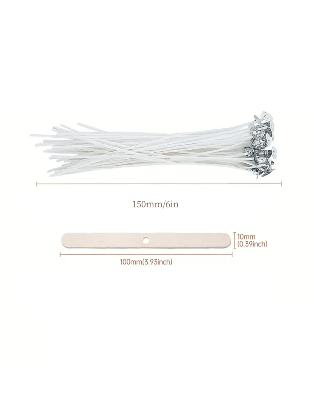 100pcs 15cm/6in Pre-Waxed Low Smoke Candle Wicks, Includes 5 Wick Holders And 60 Adhesive Dots, Suitable For Soy Wax And Beeswax, Adult Candle Making Kit
