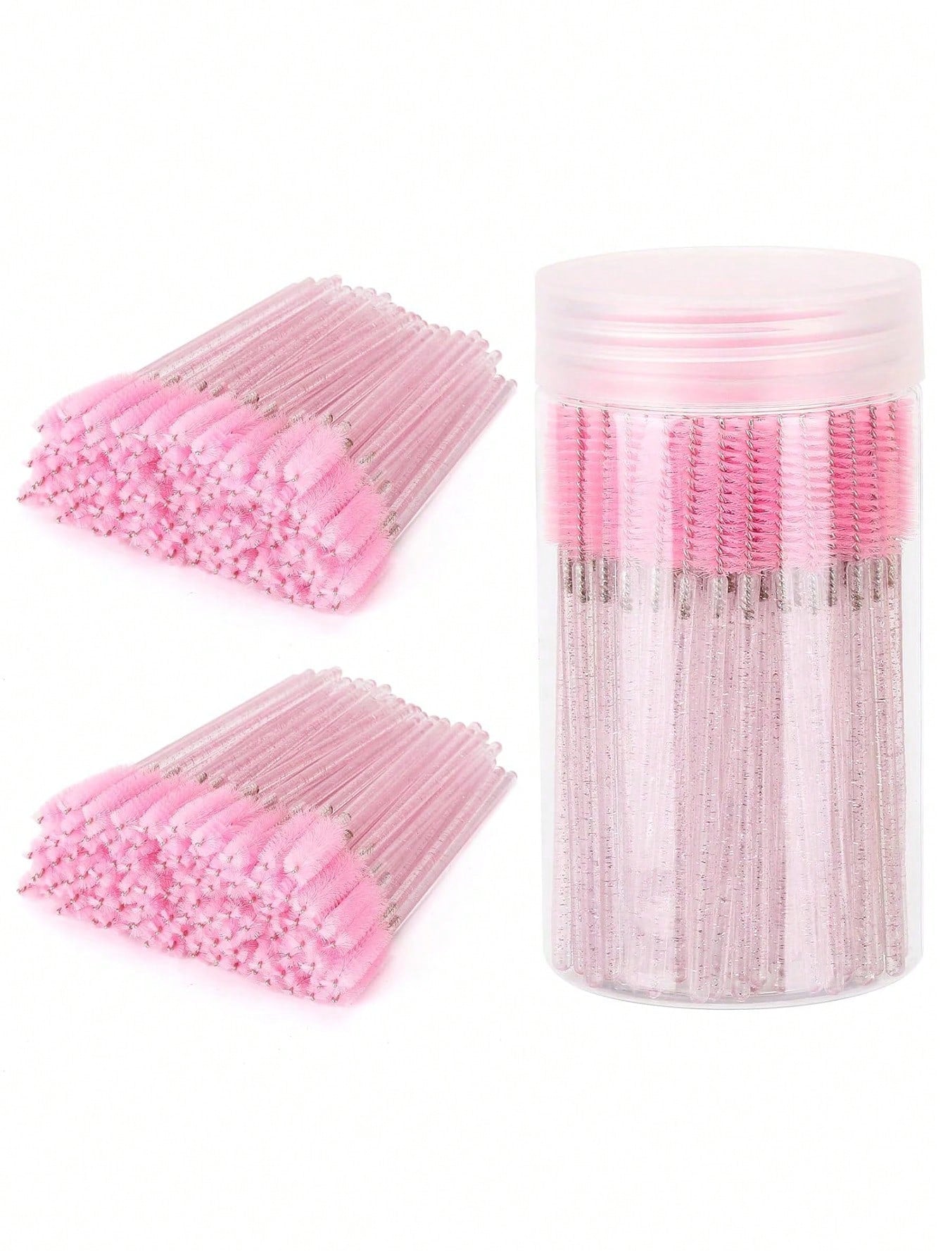 100pcs/50pcs/10pcs Disposable Eyelash Brushes Eyelash Combs Pink Crystal Eyelash Brushes Eyelash Extension Set