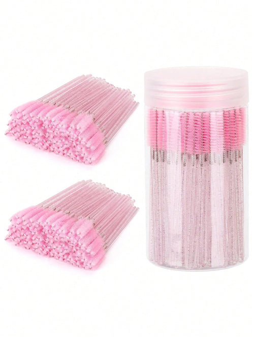 100pcs/50pcs/10pcs Disposable Eyelash Brushes Eyelash Combs Pink Crystal Eyelash Brushes Eyelash Extension Set