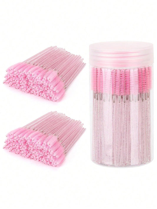 100pcs/50pcs/10pcs Disposable Eyelash Brushes Eyelash Combs Pink Crystal Eyelash Brushes Eyelash Extension Set