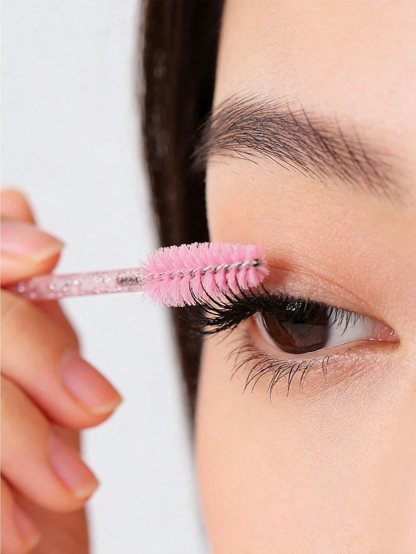 100pcs/50pcs/10pcs Disposable Eyelash Brushes Eyelash Combs Pink Crystal Eyelash Brushes Eyelash Extension Set