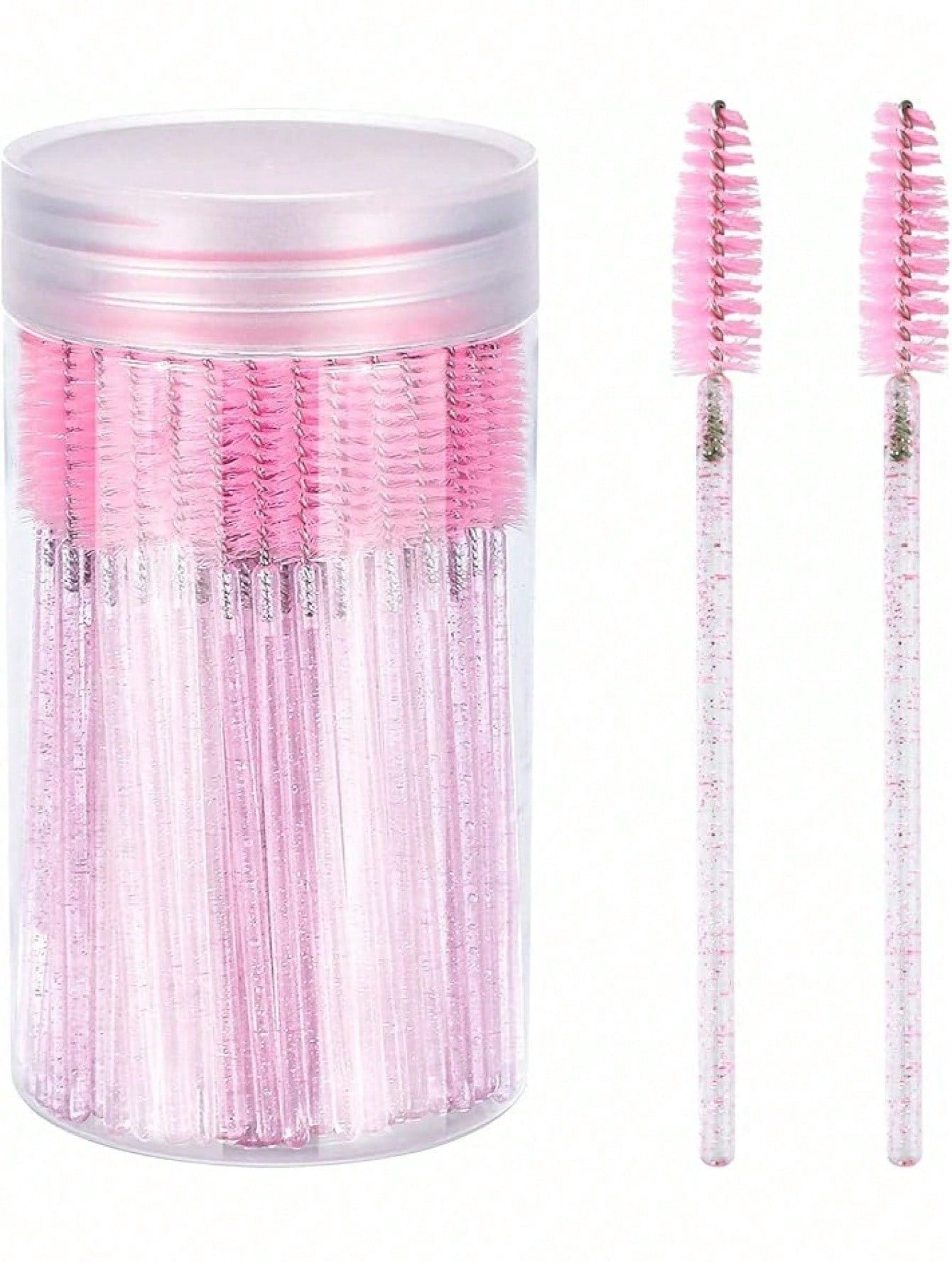 100pcs/50pcs/10pcs Disposable Eyelash Brushes Eyelash Combs Pink Crystal Eyelash Brushes Eyelash Extension Set