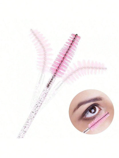 100pcs/50pcs/10pcs Disposable Eyelash Brushes Eyelash Combs Pink Crystal Eyelash Brushes Eyelash Extension Set