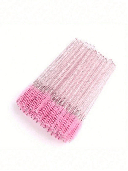 100pcs/50pcs/10pcs Disposable Eyelash Brushes Eyelash Combs Pink Crystal Eyelash Brushes Eyelash Extension Set