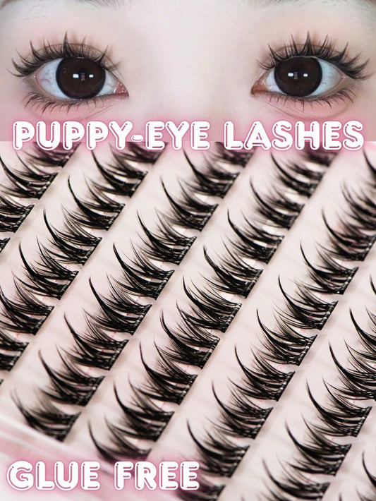 100PCS CC Curl Manga Lash Style Natural Look False Eyelashes – No Glue Needed, Lightweight Daily Wear, Reusable, Easy 3-Second Application, Self-Adhesive No Glue False Eyelashes – Instant 3-Second Pre