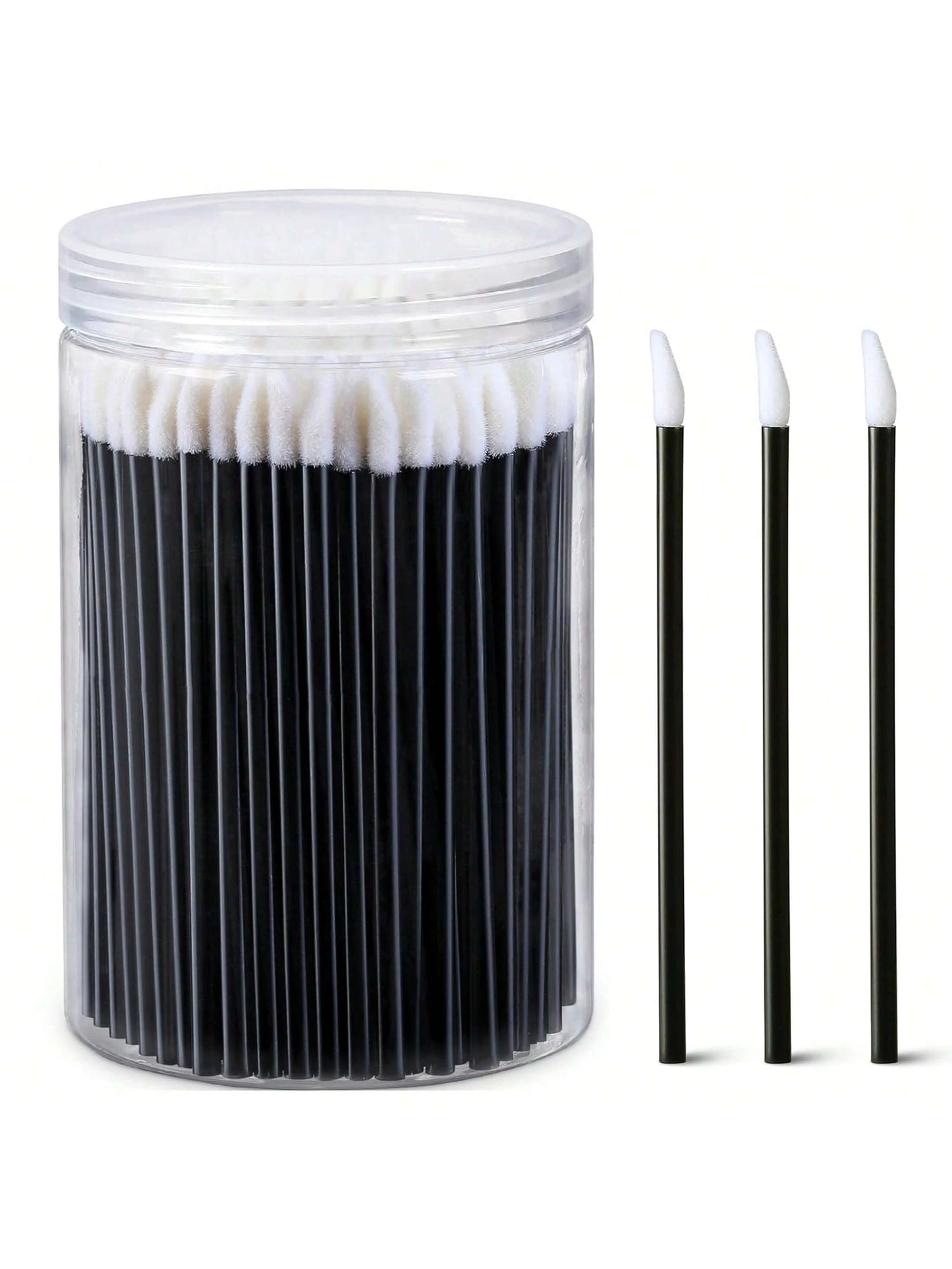 100pcs Lip Gloss Applicators With 1 Replacement Container, Lip Brush Sticks For Lipstick And Lip Gloss, Black Makeup Applicator, Cosmetic Beauty Tool Set