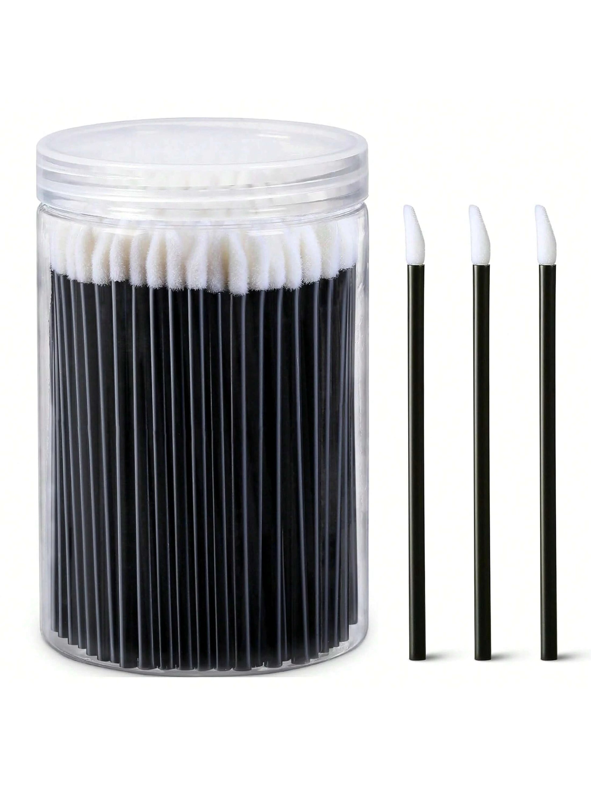100pcs Lip Gloss Applicators With 1 Replacement Container, Lip Brush Sticks For Lipstick And Lip Gloss, Black Makeup Applicator, Cosmetic Beauty Tool Set