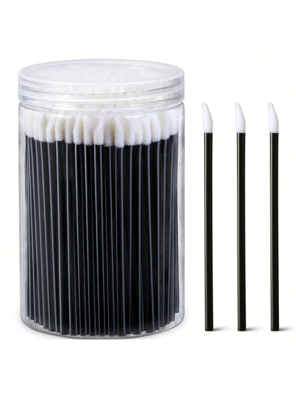 100pcs Lip Gloss Applicators With 1 Replacement Container, Lip Brush Sticks For Lipstick And Lip Gloss, Black Makeup Applicator, Cosmetic Beauty Tool Set