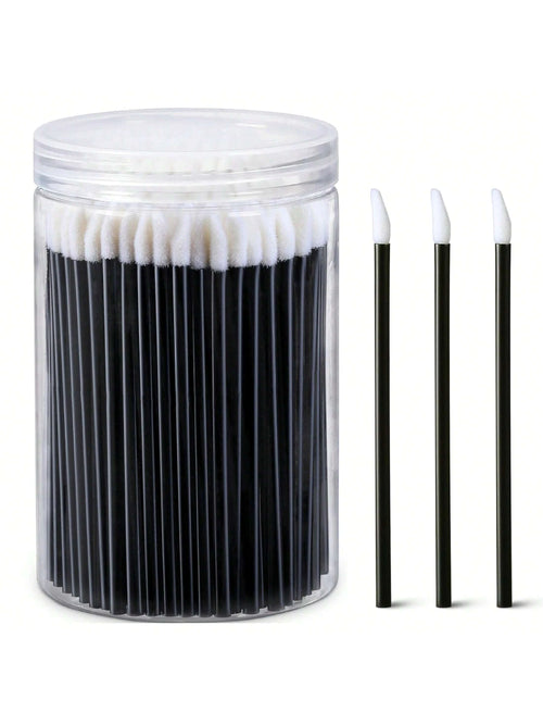 100pcs Lip Gloss Applicators With 1 Replacement Container, Lip Brush Sticks For Lipstick And Lip Gloss, Black Makeup Applicator, Cosmetic Beauty Tool Set