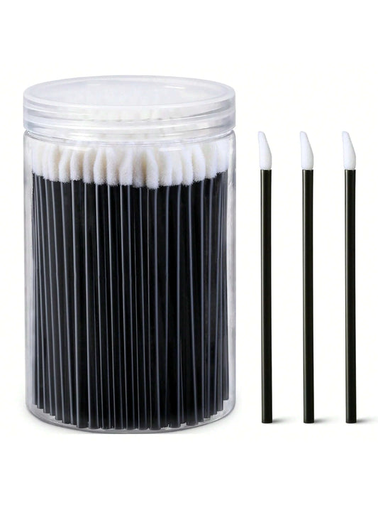 100pcs Lip Gloss Applicators With 1 Replacement Container, Lip Brush Sticks For Lipstick And Lip Gloss, Black Makeup Applicator, Cosmetic Beauty Tool Set