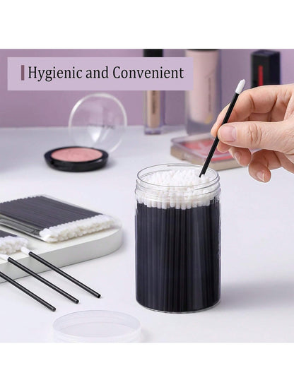 100pcs Lip Gloss Applicators With 1 Replacement Container, Lip Brush Sticks For Lipstick And Lip Gloss, Black Makeup Applicator, Cosmetic Beauty Tool Set