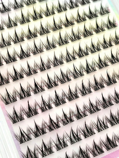 100pcs Natural Looking Soft Eyelashes Without Glue For Beginners, Cute Cartoon Pet Eyelashes Three-Part Segmented C-Curl False Eyelasheslash Clusters,Eyelash Clusters,Individual Eyelashes,Lashes,Fake