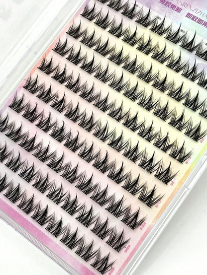 100pcs Natural Looking Soft Eyelashes Without Glue For Beginners, Cute Cartoon Pet Eyelashes Three-Part Segmented C-Curl False Eyelasheslash Clusters,Eyelash Clusters,Individual Eyelashes,Lashes,Fake