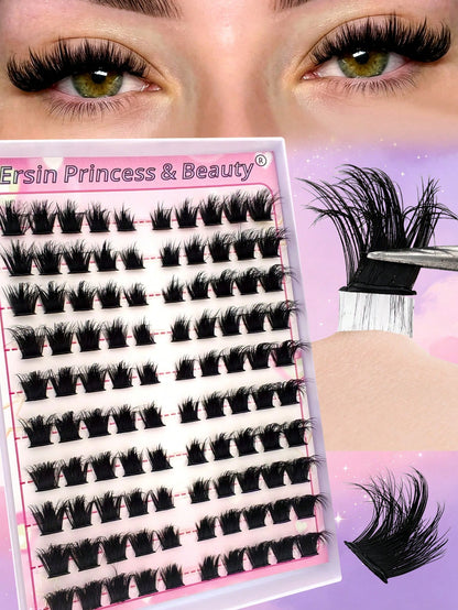 100pcs Self-Adhesive False Eyelash Clusters, 10-14mm Fluffy Cat Eye Effect Segmented False Eyelashes, Glue-Free Single Fluffy False Eyelashes, Self-Adhesive DIY False Eyelash Extensions, Glue-Free Rem