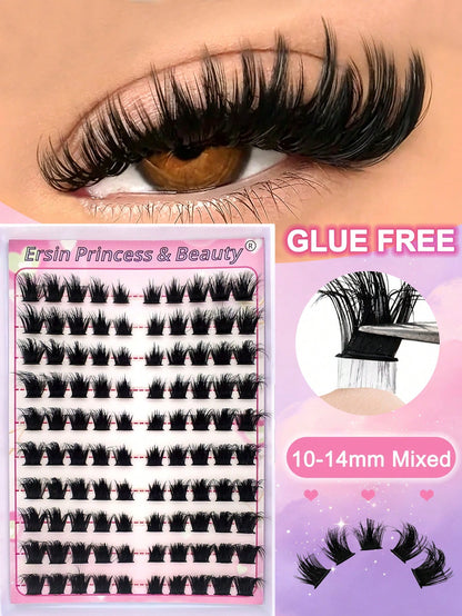 100pcs Self-Adhesive False Eyelash Clusters, 10-14mm Fluffy Cat Eye Effect Segmented False Eyelashes, Glue-Free Single Fluffy False Eyelashes, Self-Adhesive DIY False Eyelash Extensions, Glue-Free Rem