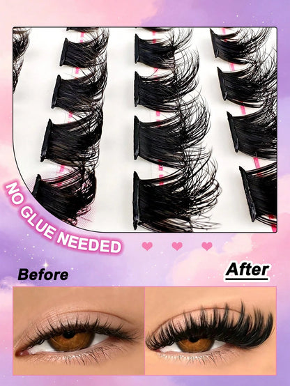 100pcs Self-Adhesive False Eyelash Clusters, 10-14mm Fluffy Cat Eye Effect Segmented False Eyelashes, Glue-Free Single Fluffy False Eyelashes, Self-Adhesive DIY False Eyelash Extensions, Glue-Free Rem