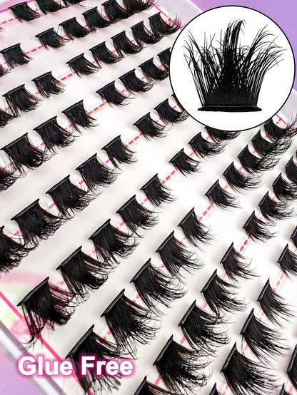 100pcs Self-Adhesive False Eyelash Clusters, 10-14mm Fluffy Cat Eye Effect Segmented False Eyelashes, Glue-Free Single Fluffy False Eyelashes, Self-Adhesive DIY False Eyelash Extensions, Glue-Free Rem