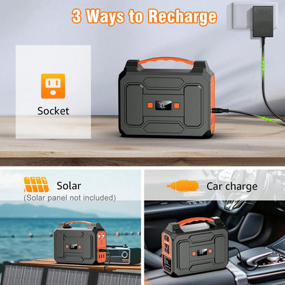 100W 146Wh Portable Power Station Solar Generator Battery Pack Fast Charging With Multiple Outlets LED Flashlight For Outdoor Camping, Road Trip, Hiking, Fishing, RV Trip, Emergency Power, Festival Gi
