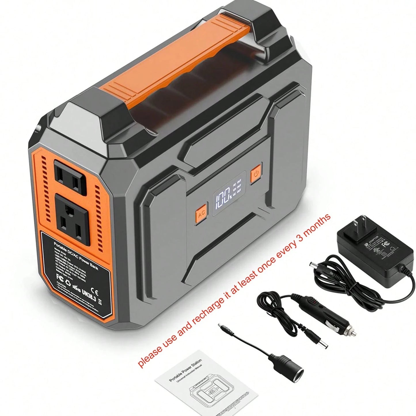 100W 146Wh Portable Power Station Solar Generator Battery Pack Fast Charging With Multiple Outlets LED Flashlight For Outdoor Camping, Road Trip, Hiking, Fishing, RV Trip, Emergency Power, Festival Gi