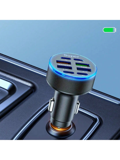 100W Multi-Port Fast Charging Car Charger, 8-Port, Compatible With IPhone And USB-C PD, High-Speed Car Charging Hub With USB Connectors, Male To Female, No Battery Included