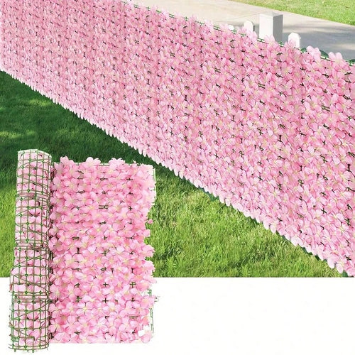 100x50cm Elegant Artificial Ivy Privacy Screen- Decorated With Pink Wisteria And Green Leaves, Ideal For Outdoor Garden, Patio, Balcony, Perfect For Weddings, Engagements, Mother's Day And More, Also