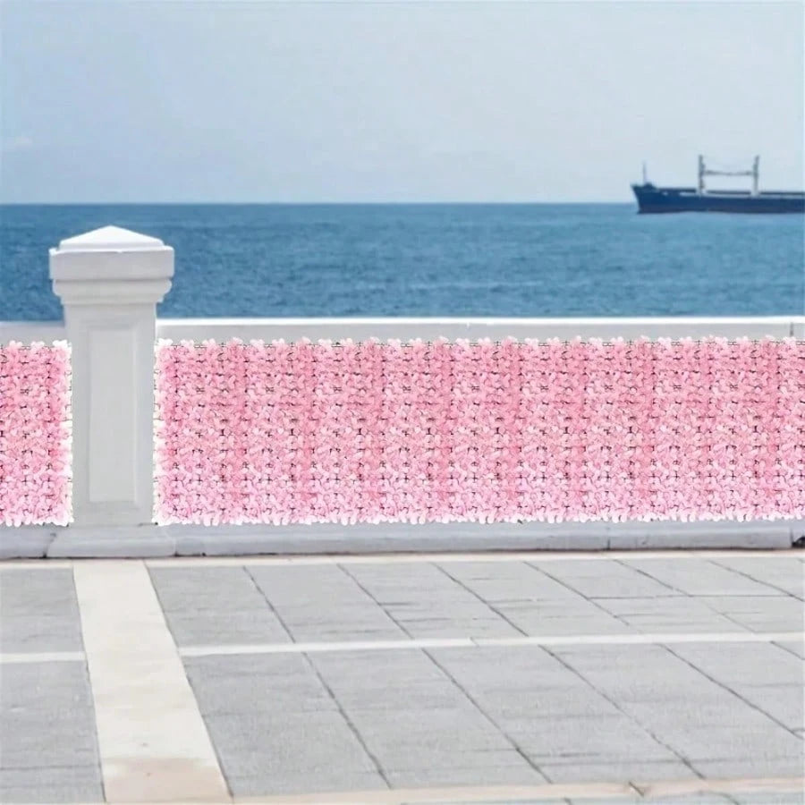 100x50cm Elegant Artificial Ivy Privacy Screen- Decorated With Pink Wisteria And Green Leaves, Ideal For Outdoor Garden, Patio, Balcony, Perfect For Weddings, Engagements, Mother's Day And More, Also