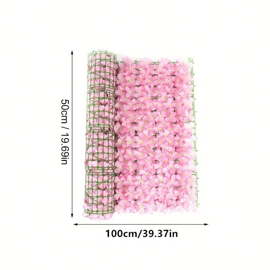 100x50cm Elegant Artificial Ivy Privacy Screen- Decorated With Pink Wisteria And Green Leaves, Ideal For Outdoor Garden, Patio, Balcony, Perfect For Weddings, Engagements, Mother's Day And More, Also