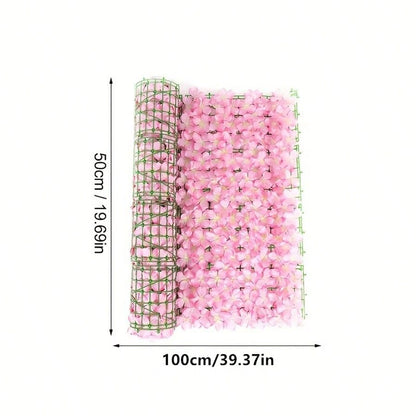 100x50cm Elegant Artificial Ivy Privacy Screen- Decorated With Pink Wisteria And Green Leaves, Ideal For Outdoor Garden, Patio, Balcony, Perfect For Weddings, Engagements, Mother's Day And More, Also