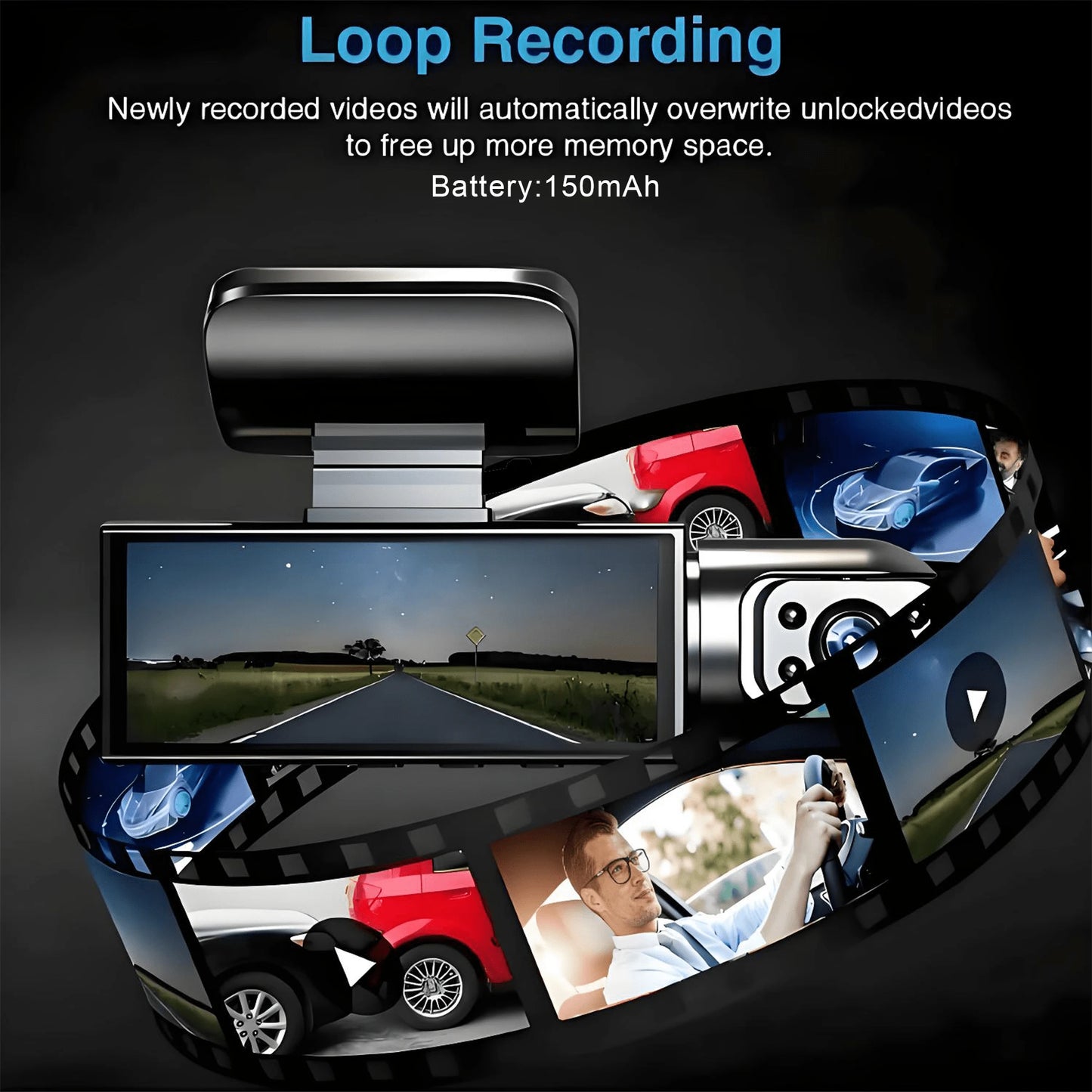 1080P Dual Lens Dash Cam Front And Rear, Night Vision, 64GB Loop Recording, Wide Angle, 3.16" IPS Screen, 24HR Parking Monitor, WDR, G-Sensor, Motion Detection