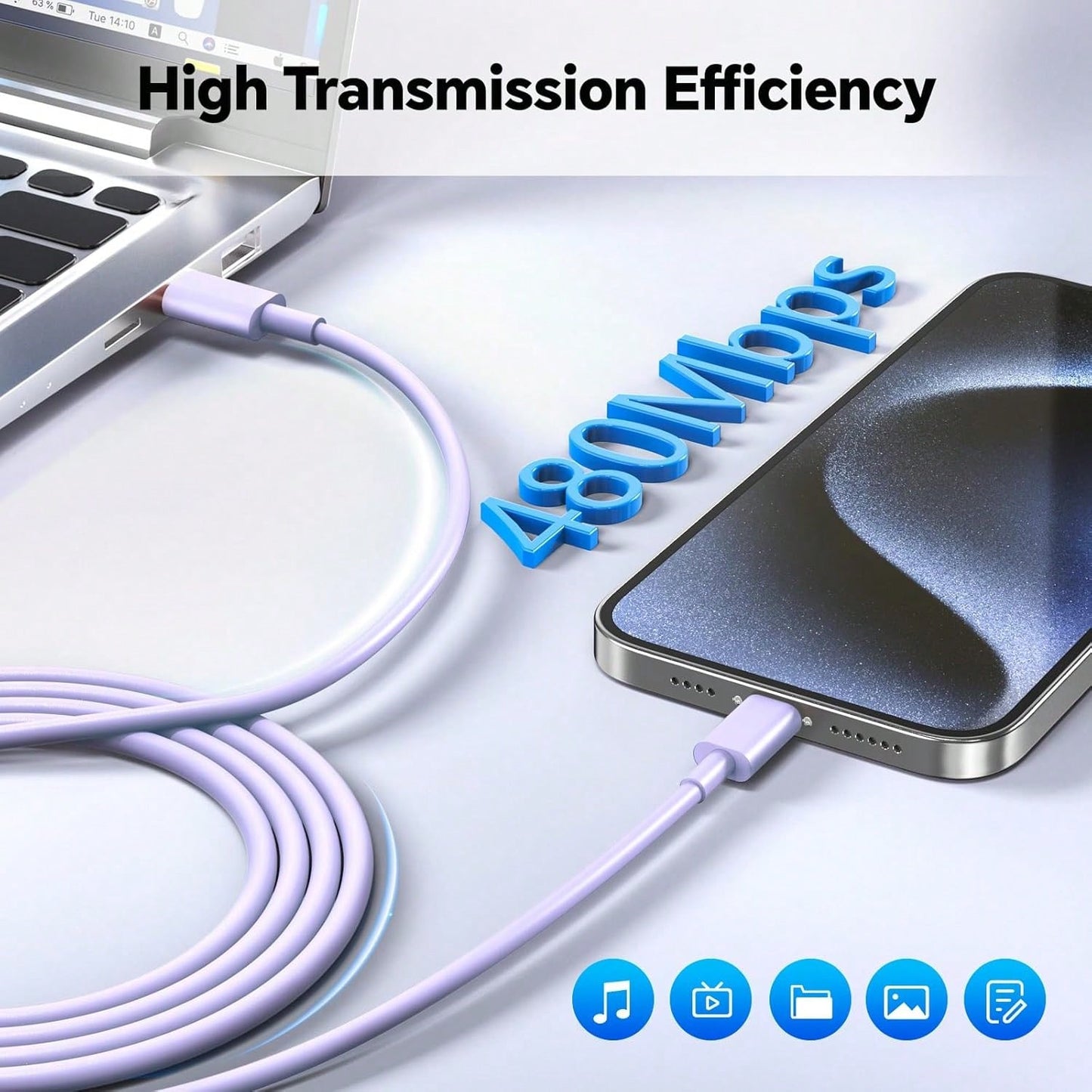 10FT/3M Compatible For Iphone Charger Fast Charging, 1-3Pack 20W USB C Charger Block, 60W 10FT USB C Wall Charger Cable, Compatible With Phone 15/16 Pro/Max/Plus- Green Purple Pink White Phone Charge