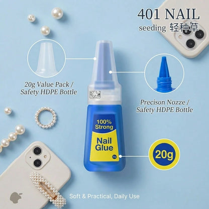 10pcs 401 Nail Glue 20g, Strong Hold Quick Dry Nail Adhesive For Press On Nails, Acrylic Nails, False Nails, Nail Tips & DIY Nail Art Repair, Clear Long Lasting Manicure Glue