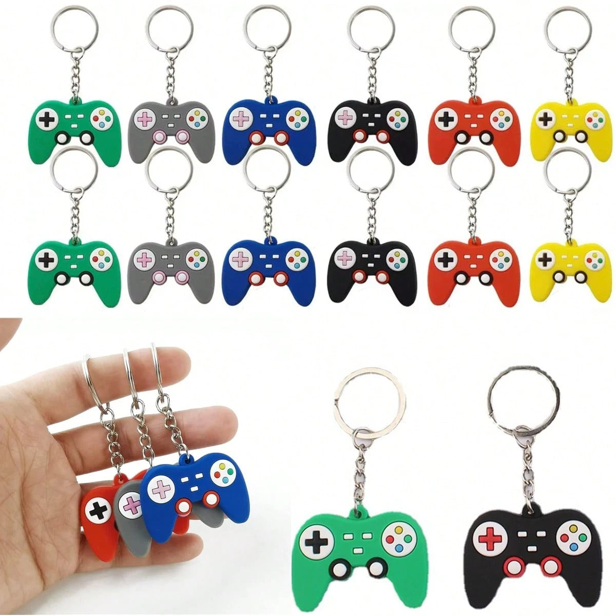 10pcs/5pcs/1pc-Gamepad Party Favors, Game Controller Keychain, Birthday Party Supplies Pendant Decorations, Baby Boy Girl Gifts Keepsake Rewards Gift Bag Filler, 6 Colors,Video Game Controller Handle