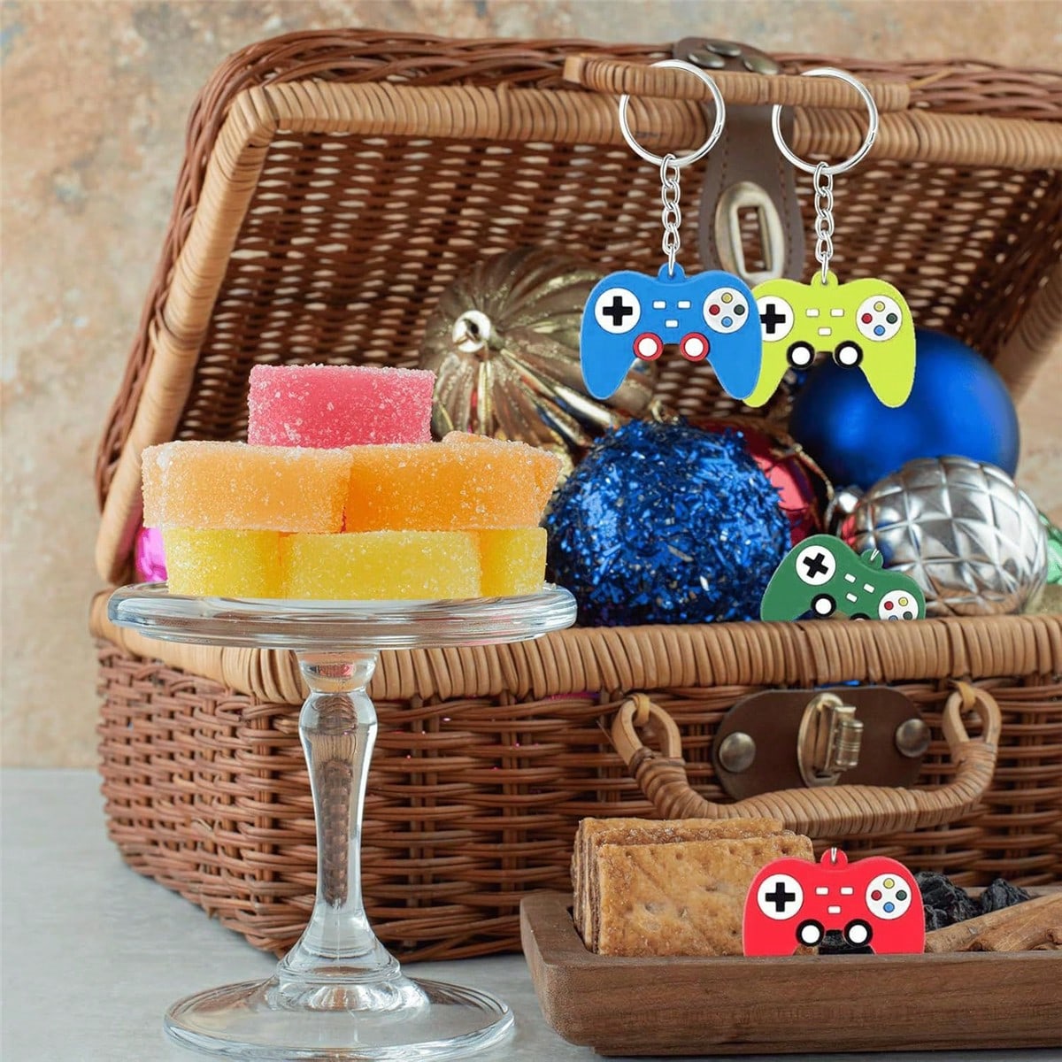 10pcs/5pcs/1pc-Gamepad Party Favors, Game Controller Keychain, Birthday Party Supplies Pendant Decorations, Baby Boy Girl Gifts Keepsake Rewards Gift Bag Filler, 6 Colors,Video Game Controller Handle