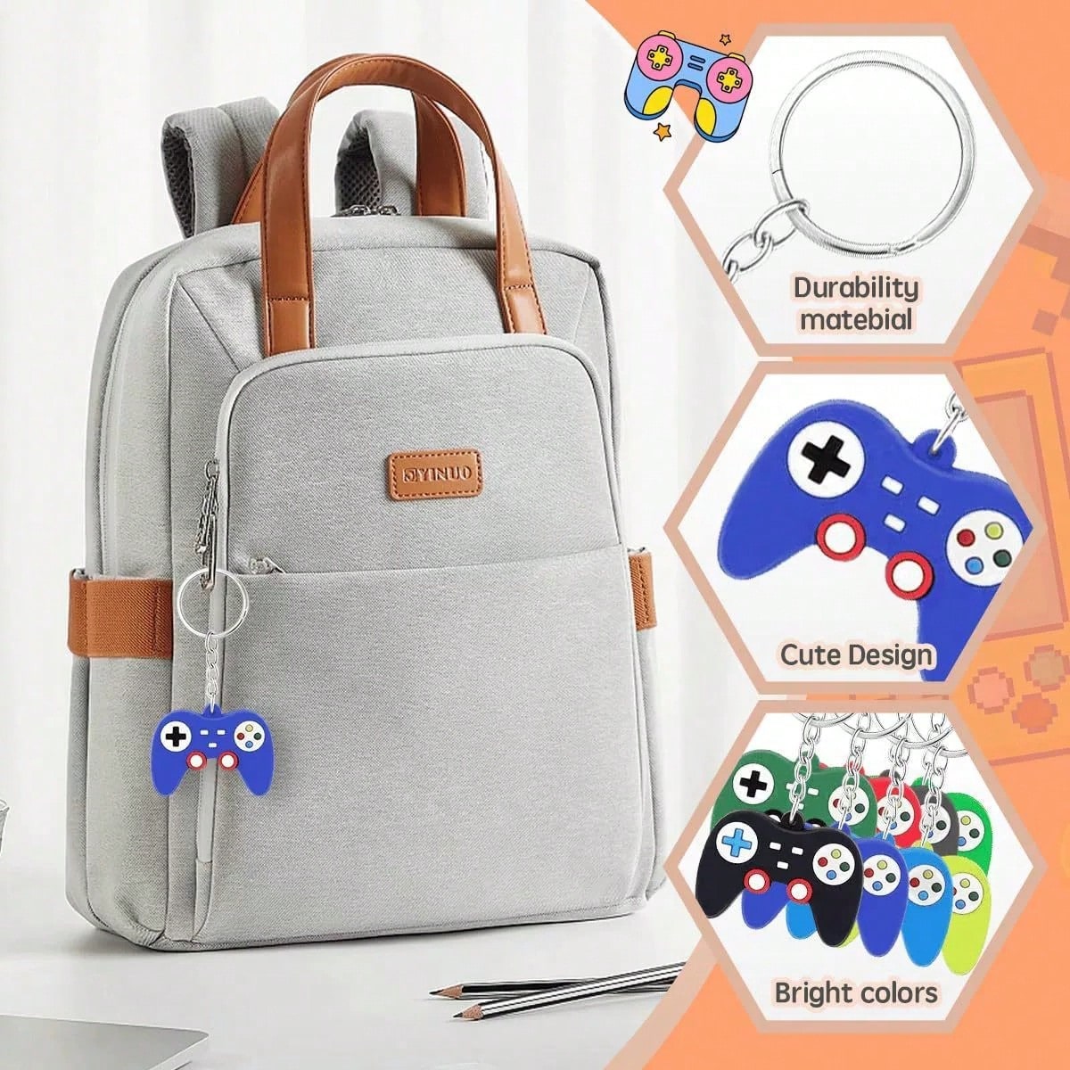 10pcs/5pcs/1pc-Gamepad Party Favors, Game Controller Keychain, Birthday Party Supplies Pendant Decorations, Baby Boy Girl Gifts Keepsake Rewards Gift Bag Filler, 6 Colors,Video Game Controller Handle