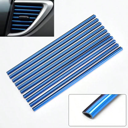 10pcs 7.87inch Car Air Conditioner Decoration Strip For Vent Outlet, U Shape Plated PVC Color Shiny Car Decorative Strips, Styling Car Door Edge Corner Protector, Durable And Fashionable Design To Enh