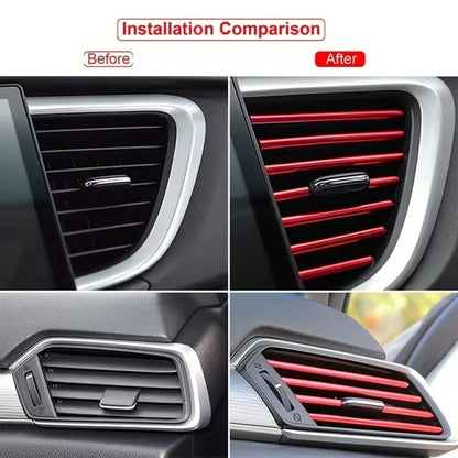10pcs 7.87inch Car Air Conditioner Decoration Strip For Vent Outlet, U Shape Plated PVC Color Shiny Car Decorative Strips, Styling Car Door Edge Corner Protector, Durable And Fashionable Design To Enh