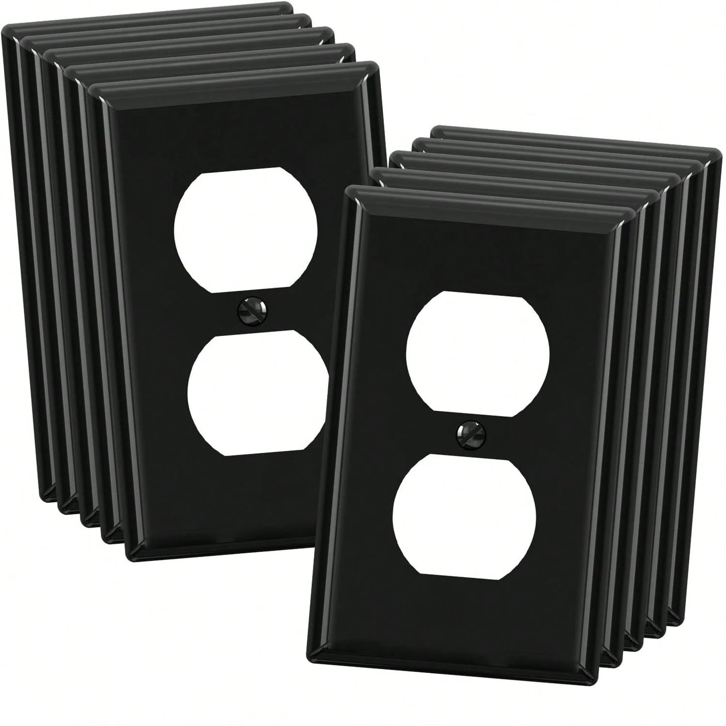 10pcs Duplex Power Outlet Wall Plates, 1-Gang Standard Size Wall Panels, Power Outlet Covers, Wall Socket Covers, With Color-Matched Screws