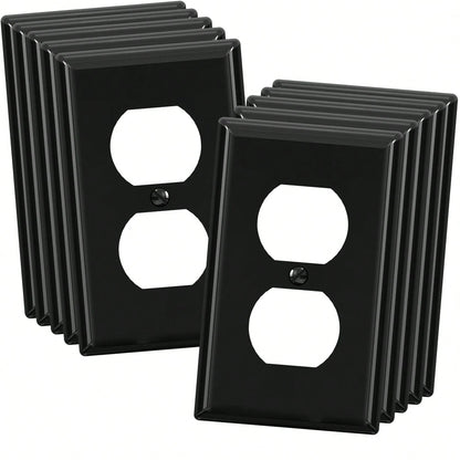 10pcs Duplex Power Outlet Wall Plates, 1-Gang Standard Size Wall Panels, Power Outlet Covers, Wall Socket Covers, With Color-Matched Screws