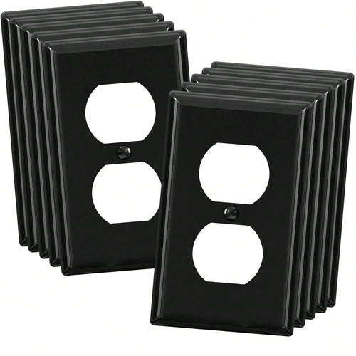 10pcs Duplex Power Outlet Wall Plates, 1-Gang Standard Size Wall Panels, Power Outlet Covers, Wall Socket Covers, With Color-Matched Screws