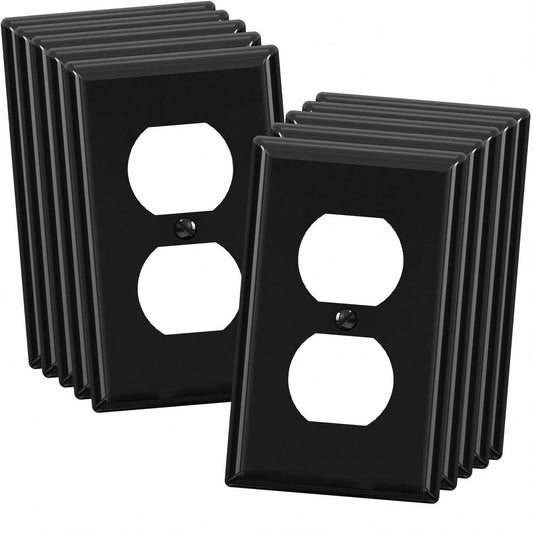 10pcs Duplex Power Outlet Wall Plates, 1-Gang Standard Size Wall Panels, Power Outlet Covers, Wall Socket Covers, With Color-Matched Screws