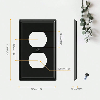 10pcs Duplex Power Outlet Wall Plates, 1-Gang Standard Size Wall Panels, Power Outlet Covers, Wall Socket Covers, With Color-Matched Screws