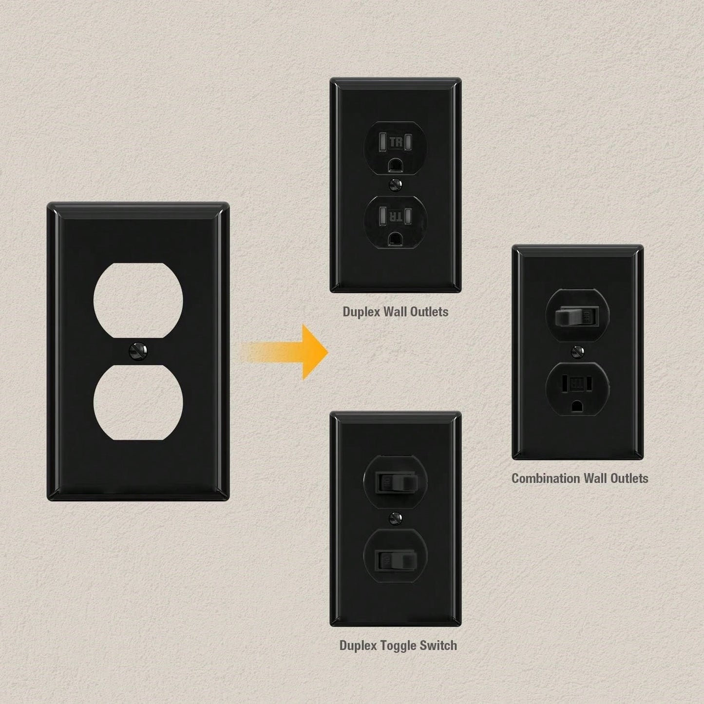 10pcs Duplex Power Outlet Wall Plates, 1-Gang Standard Size Wall Panels, Power Outlet Covers, Wall Socket Covers, With Color-Matched Screws