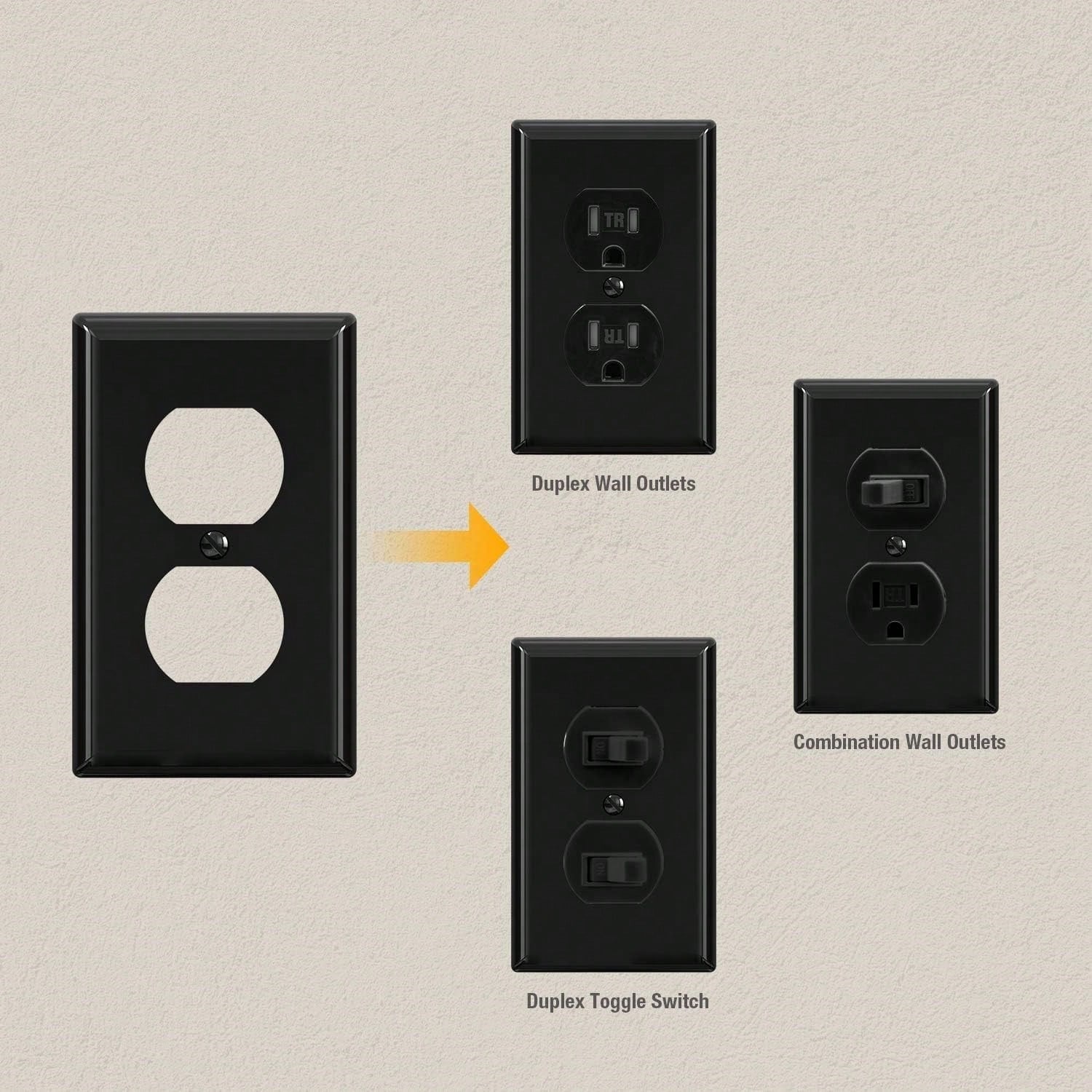 10pcs Duplex Power Outlet Wall Plates, 1-Gang Standard Size Wall Panels, Power Outlet Covers, Wall Socket Covers, With Color-Matched Screws