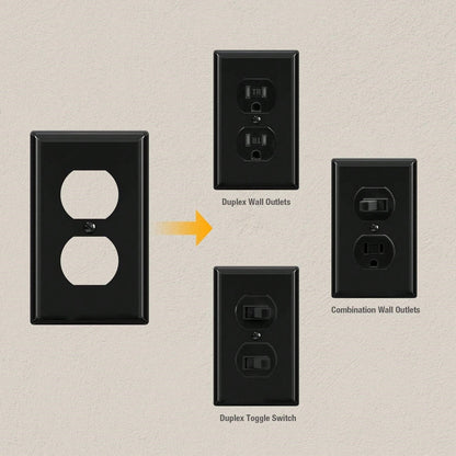 10pcs Duplex Power Outlet Wall Plates, 1-Gang Standard Size Wall Panels, Power Outlet Covers, Wall Socket Covers, With Color-Matched Screws