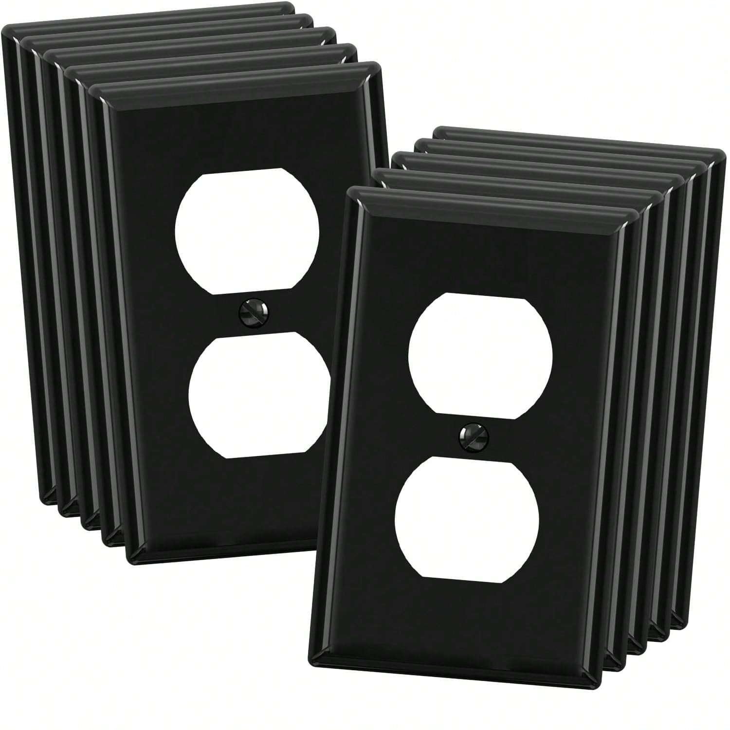 10pcs Duplex Power Outlet Wall Plates, 1-Gang Standard Size Wall Panels, Power Outlet Covers, Wall Socket Covers, With Color-Matched Screws
