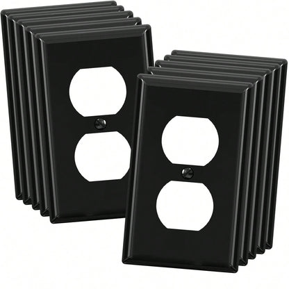 10pcs Duplex Power Outlet Wall Plates, 1-Gang Standard Size Wall Panels, Power Outlet Covers, Wall Socket Covers, With Color-Matched Screws