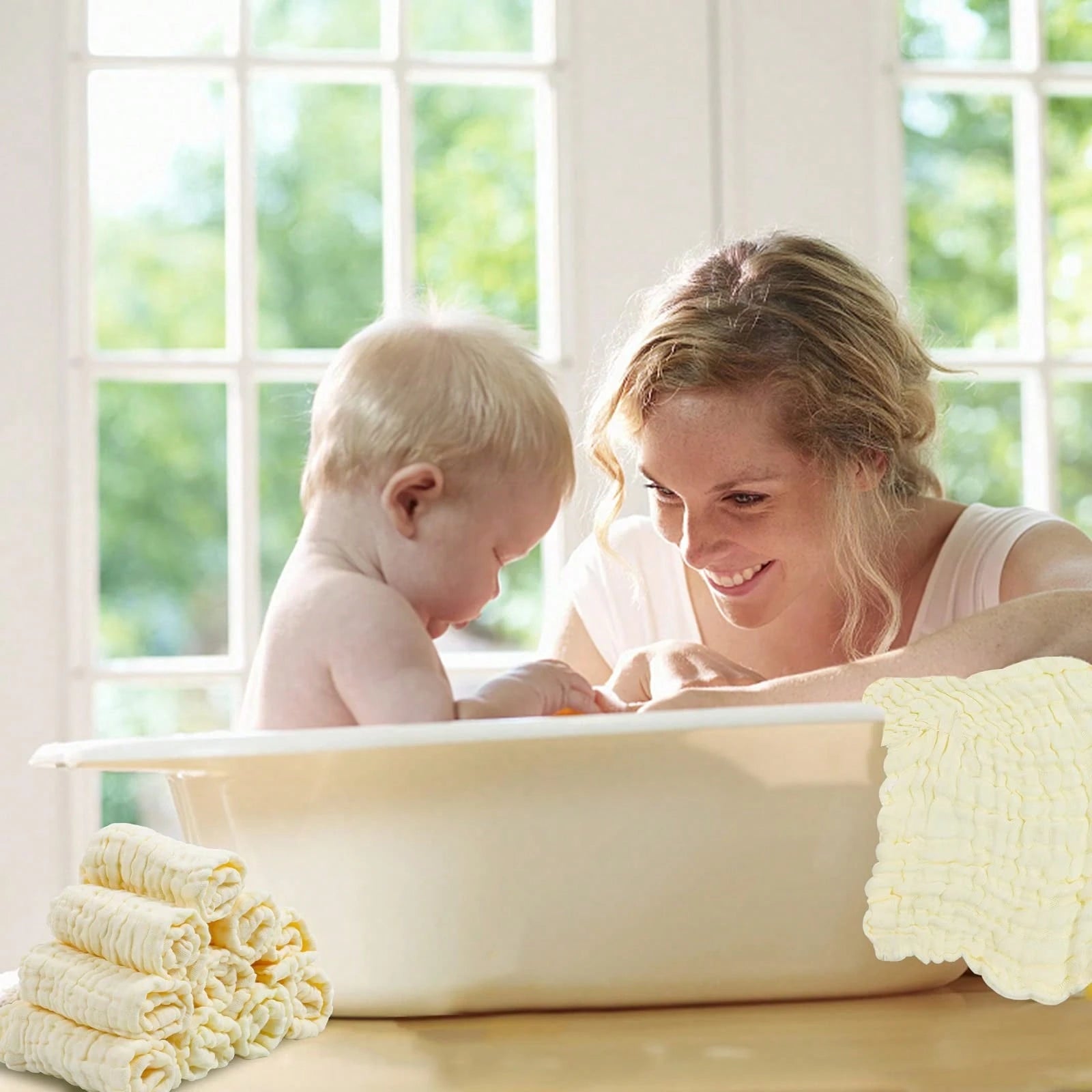 10pcs Muslin Washcloths- Soft Face Cloths For Newborn, Absorbent Bath Face Towels, Wipes, Burp Cloths, Baby Registry As Shower.