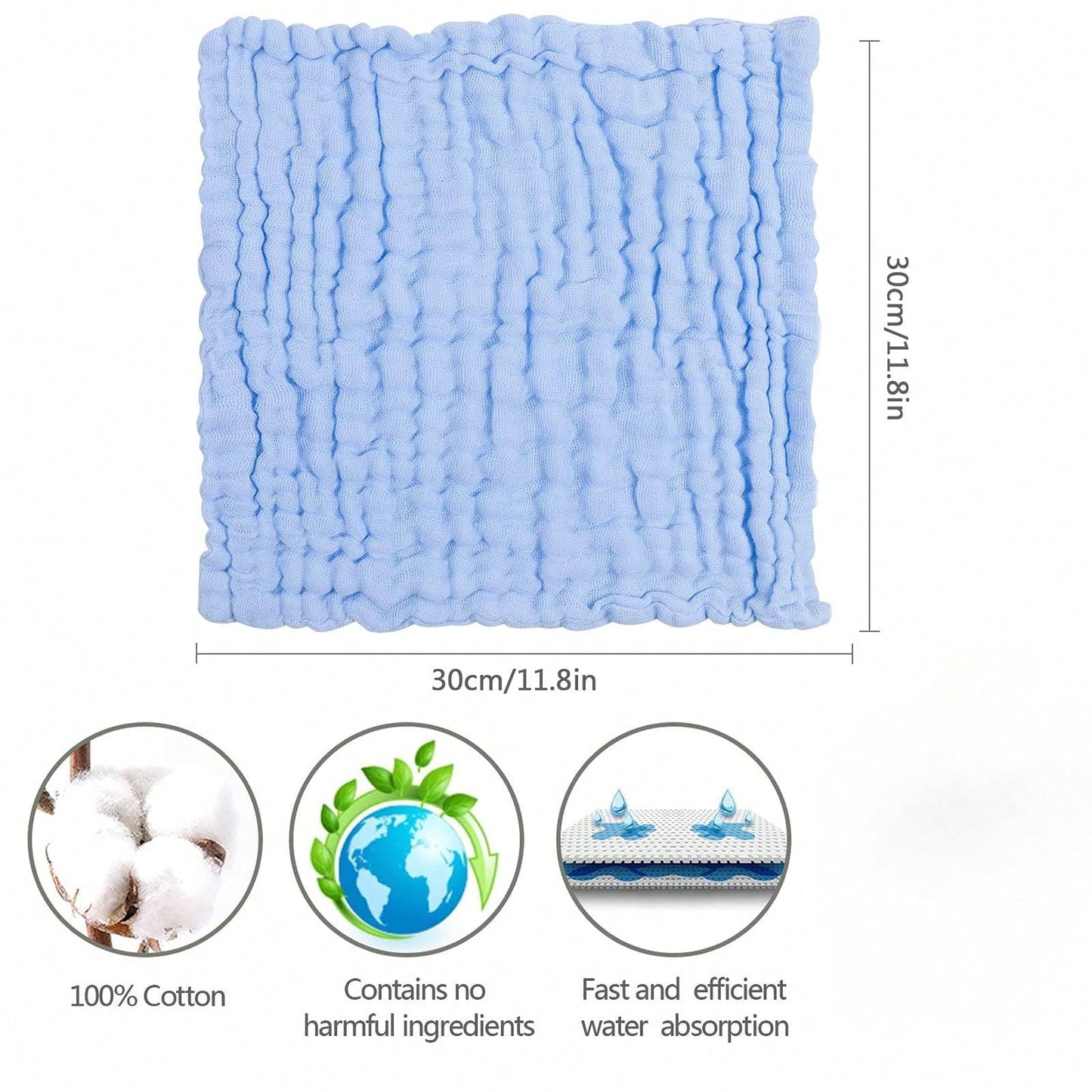 10pcs Muslin Washcloths- Soft Face Cloths For Newborn, Absorbent Bath Face Towels, Wipes, Burp Cloths, Baby Registry As Shower.